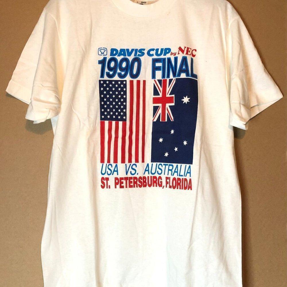 19 Davis Cup Tennis USA Vs Australia Historic Match Retro T-Shirt